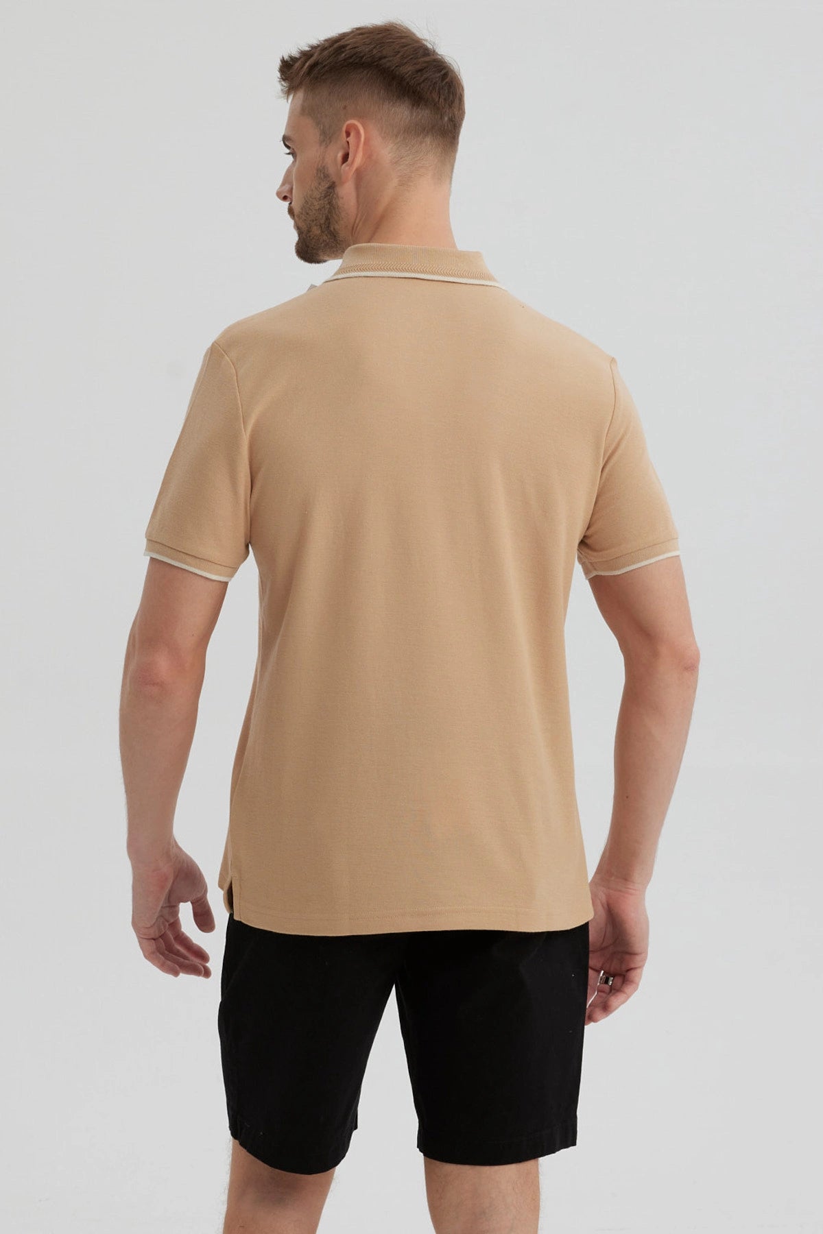 Polera Hombre Pique Básica Lisa Kaki