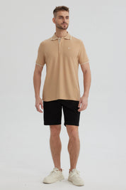 Polera Hombre Pique Básica Lisa Kaki