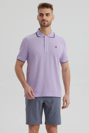 Polera Hombre Pique Básica Lisa Lila