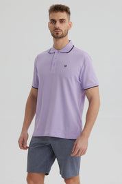 Polera Hombre Pique Básica Lisa Lila