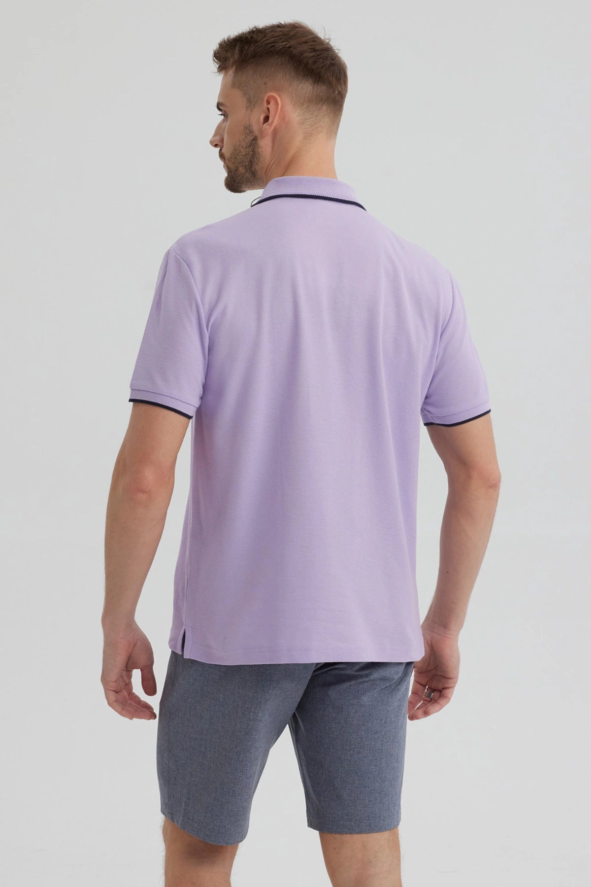 Polera Hombre Pique Básica Lisa Lila