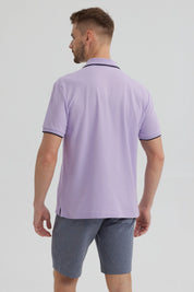 Polera Hombre Pique Básica Lisa Lila