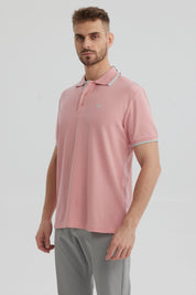 Polera Hombre Pique Básica Lisa Palo Rosa
