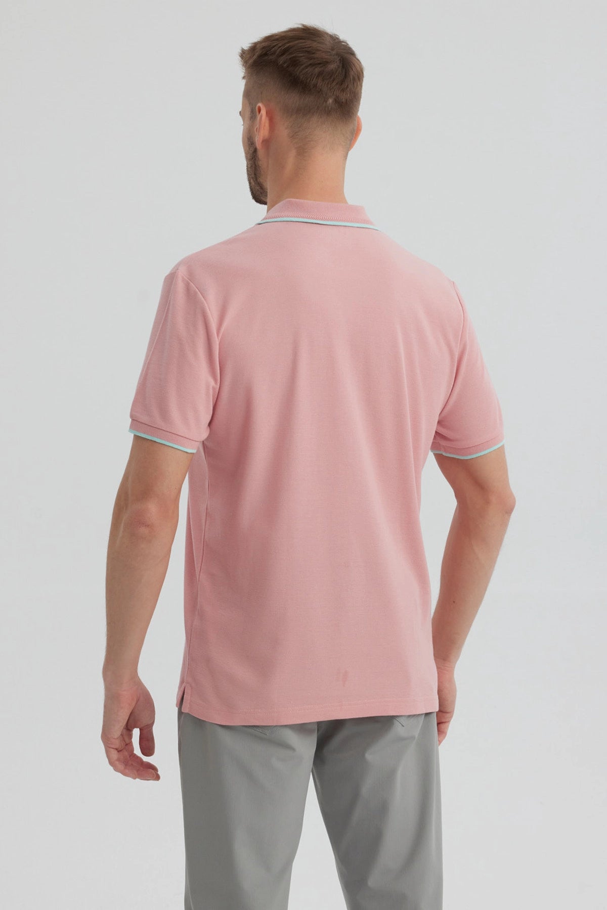 Polera Hombre Pique Básica Lisa Palo Rosa