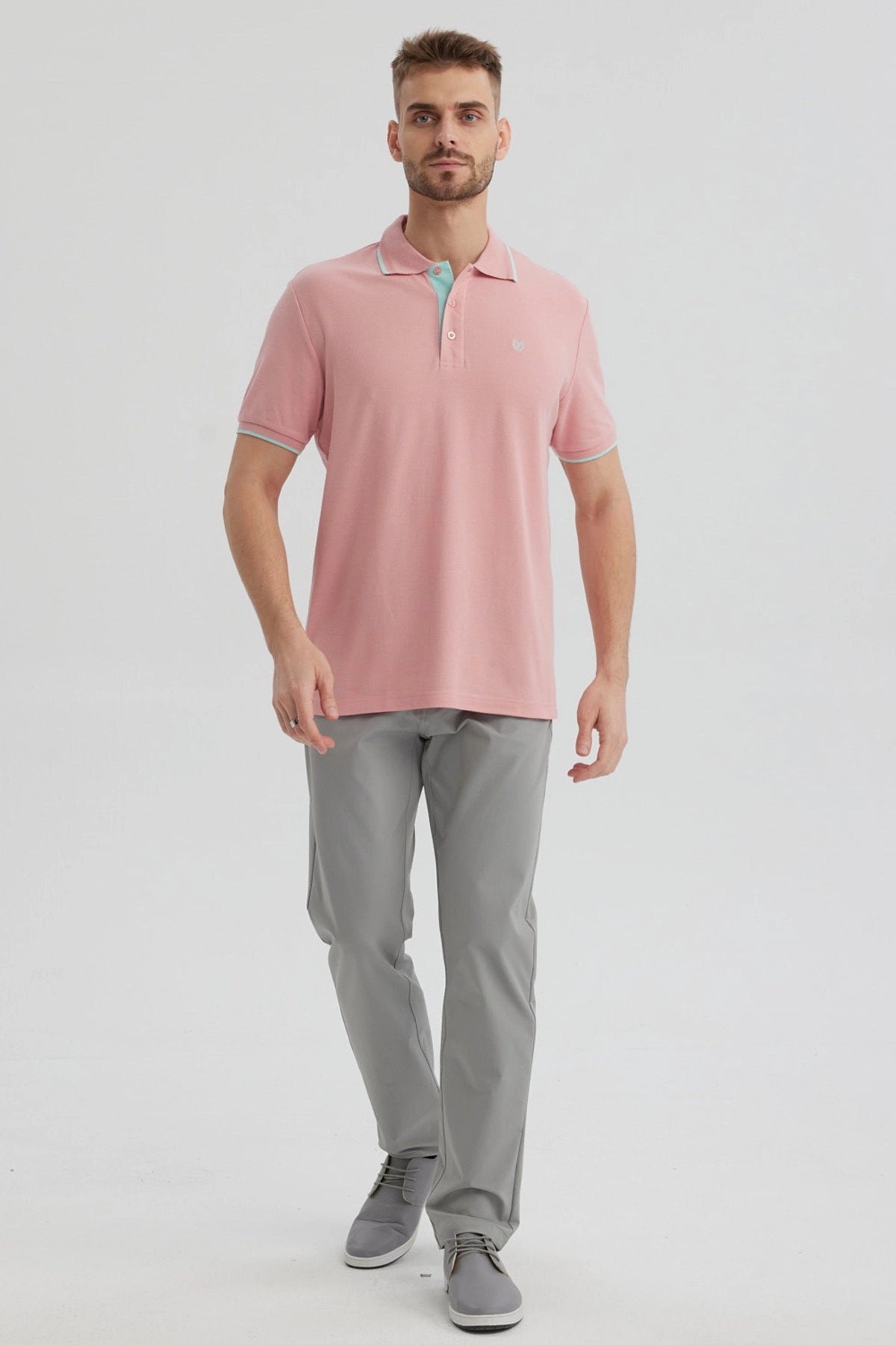 Polera Hombre Pique Básica Lisa Palo Rosa