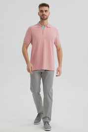 Polera Hombre Pique Básica Lisa Palo Rosa
