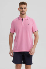 Polera Hombre Pique Básica Lisa Rosado
