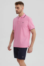 Polera Hombre Pique Básica Lisa Rosado