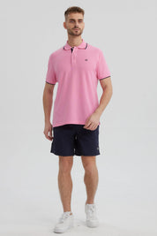 Polera Hombre Pique Básica Lisa Rosado