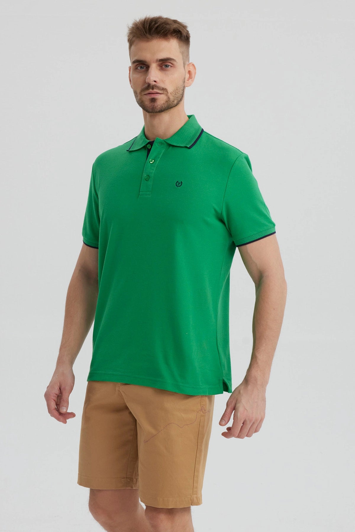 Polera Hombre Pique Básica Lisa Verde