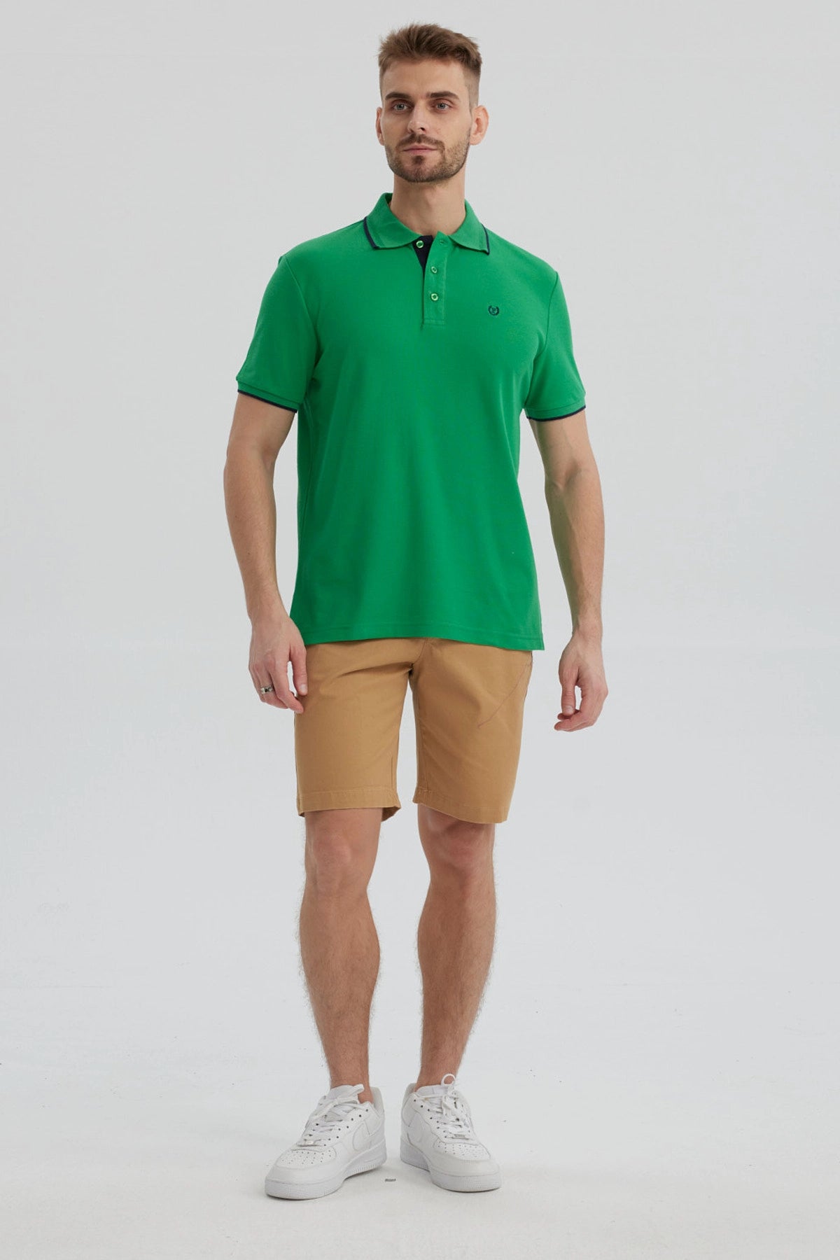 Polera Hombre Pique Básica Lisa Verde