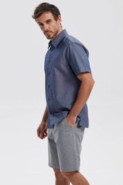 Camisa Hombre Lisa Azul Denim