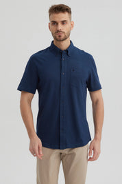 Camisa Hombre Piqué con Bolsillo Azul Marino