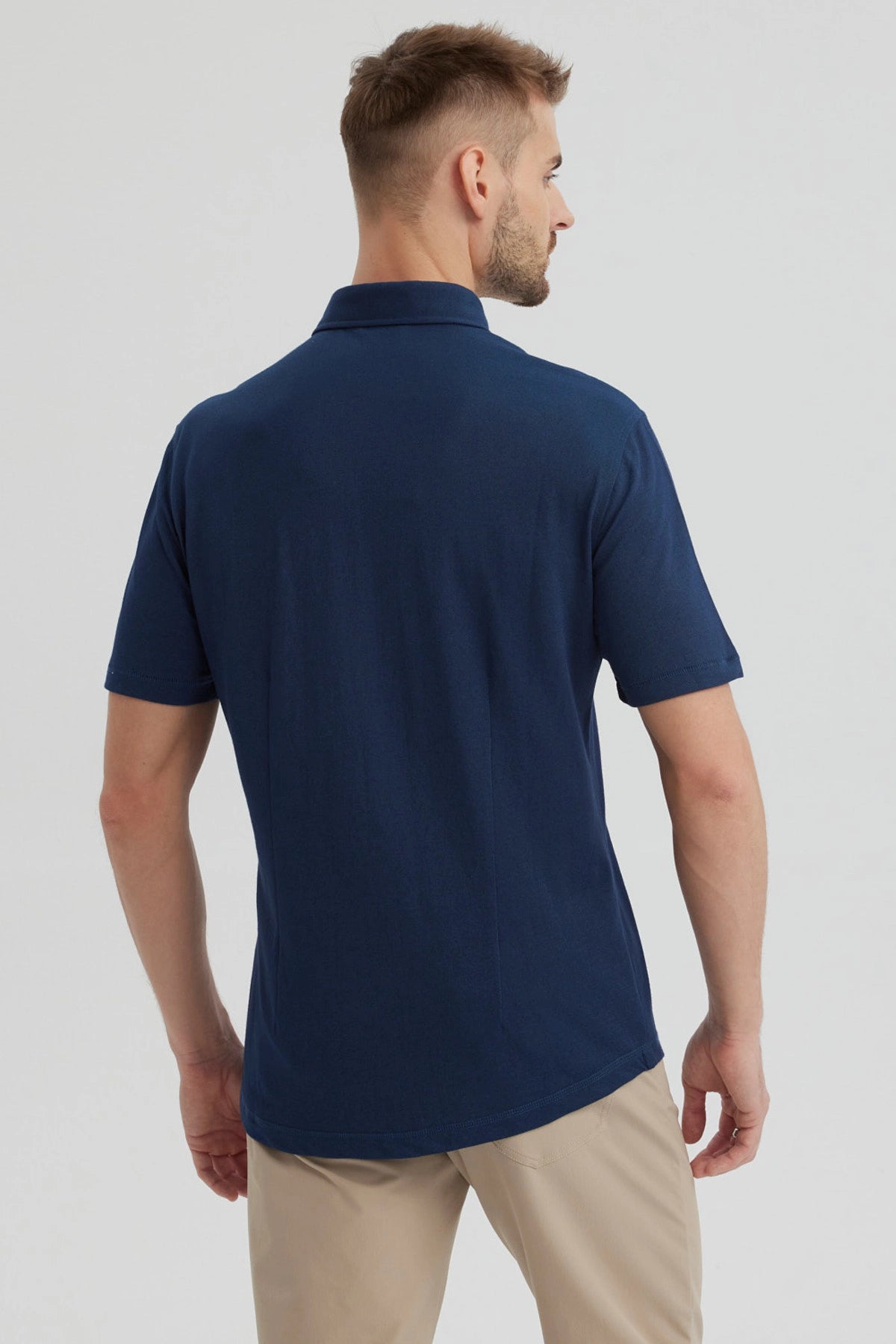 Camisa Hombre Piqué con Bolsillo Azul Marino