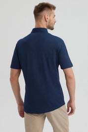 Camisa Hombre Piqué con Bolsillo Azul Marino