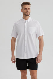 Camisa Hombre Piqué con Bolsillo Blanco