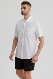 Camisa Hombre Piqué con Bolsillo Blanco