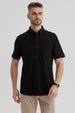 Camisa Hombre Piqué con Bolsillo Negro