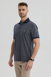 Polera Hombre Con Contraste Azul Marino