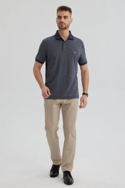 Polera Hombre Con Contraste Azul Marino