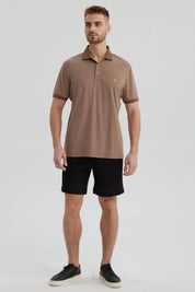 Polera Hombre Con Contraste Beige