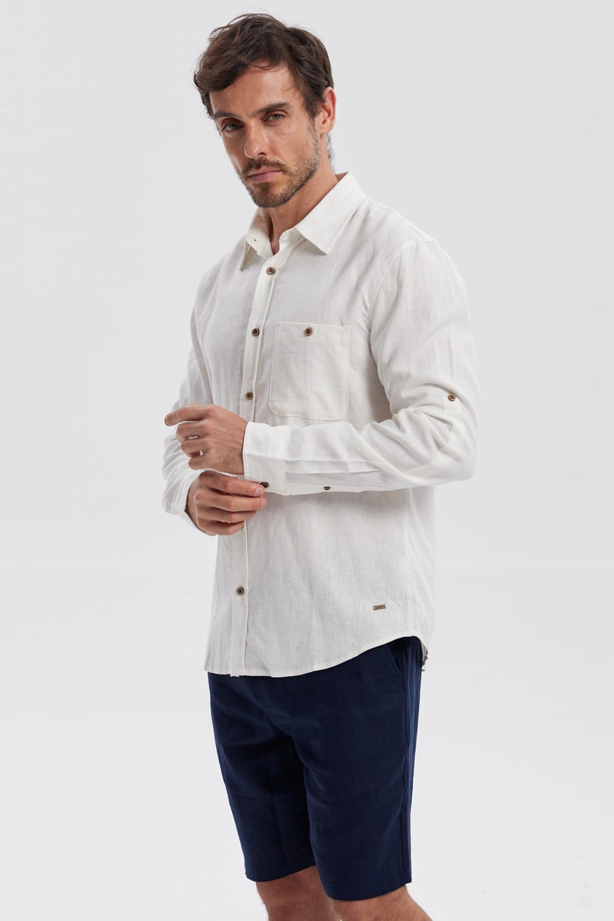 Camisa Hombre Lino Crudo