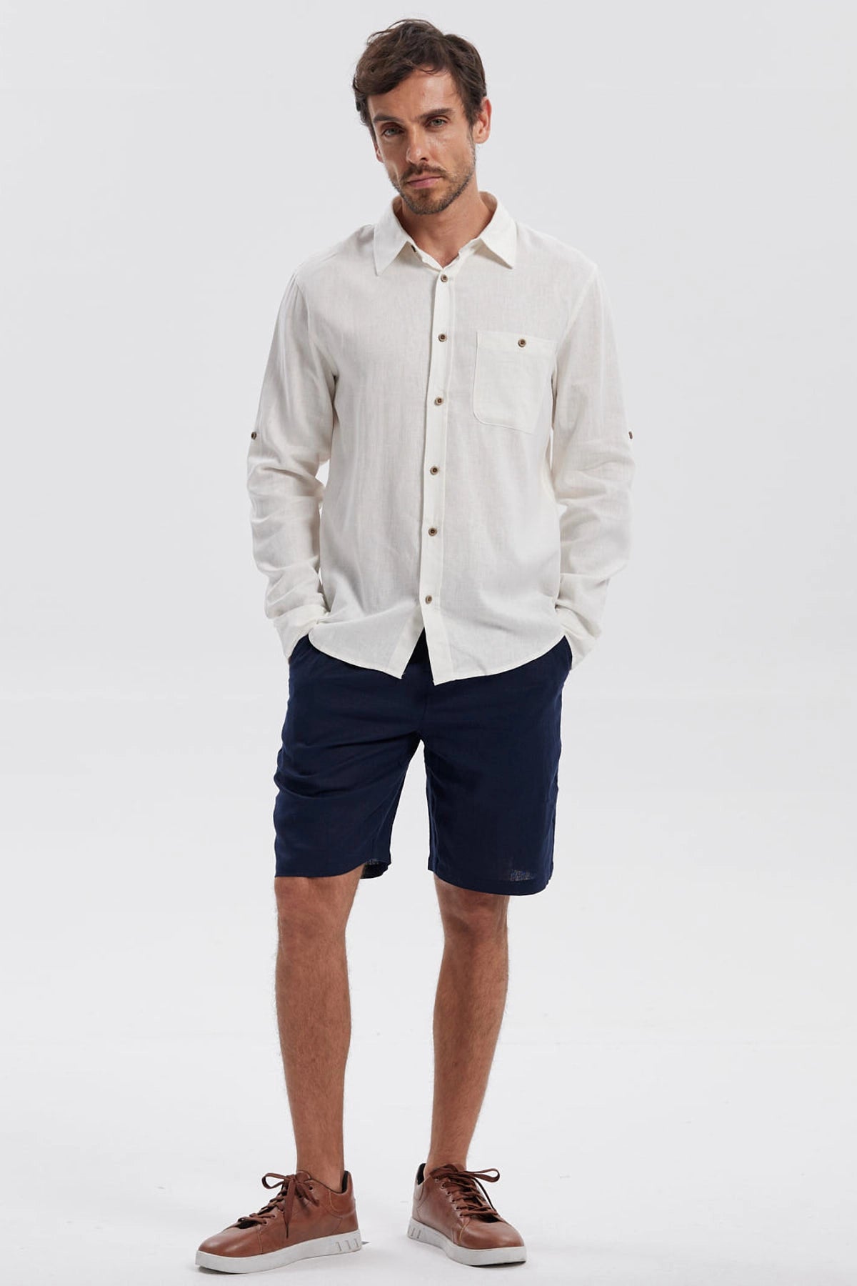 Camisa Hombre Lino Crudo