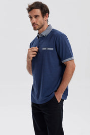 Polera Hombre Botón Azul Marino