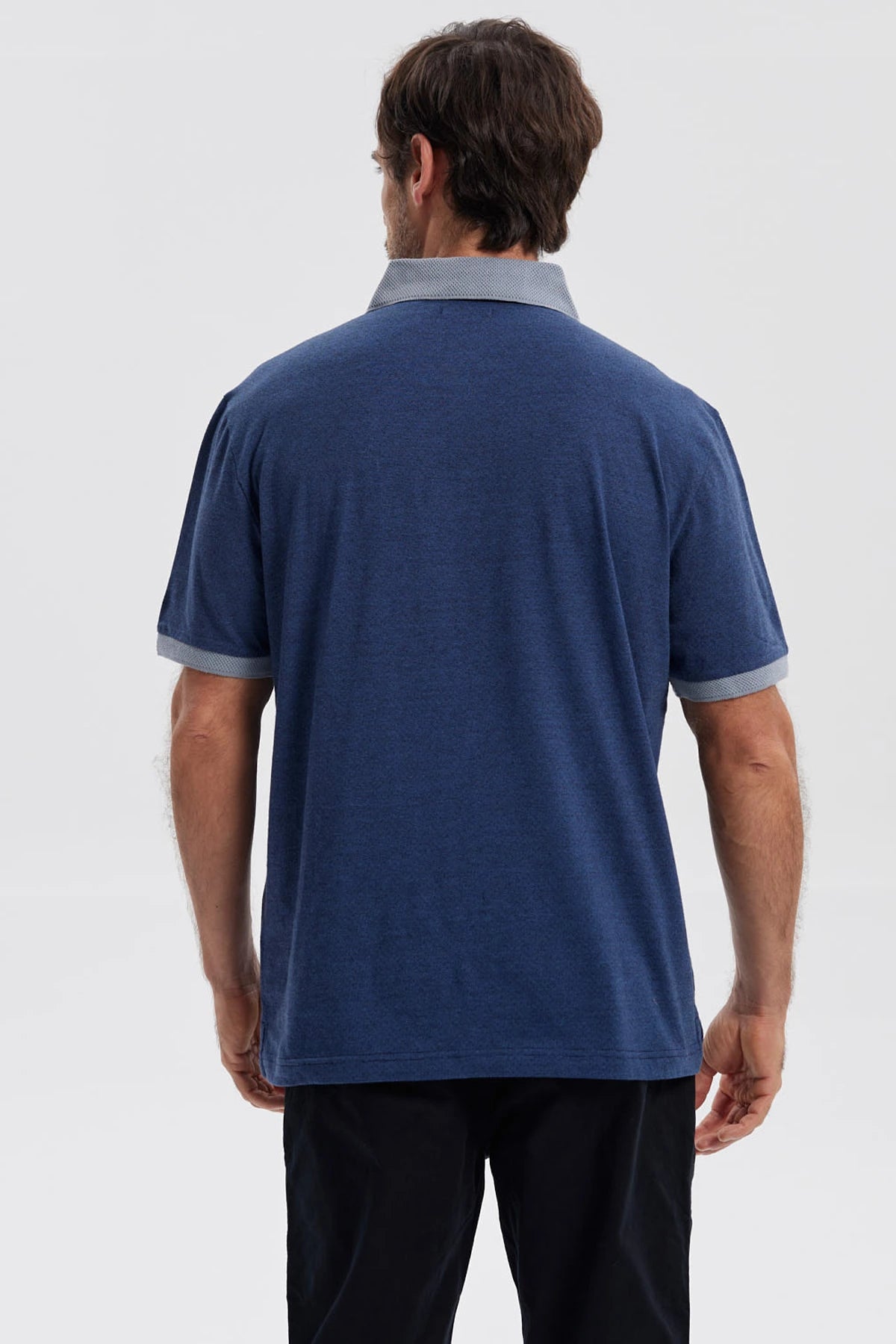 Polera Hombre Botón Azul Marino
