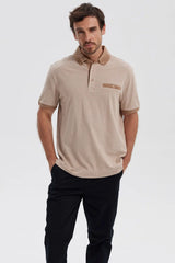 Polera Hombre Botón Beige