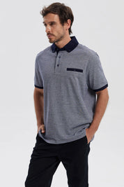Polera Hombre Botón Gris