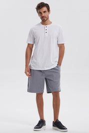 Polera hombre blanca con tres botones en el pecho y manga corta