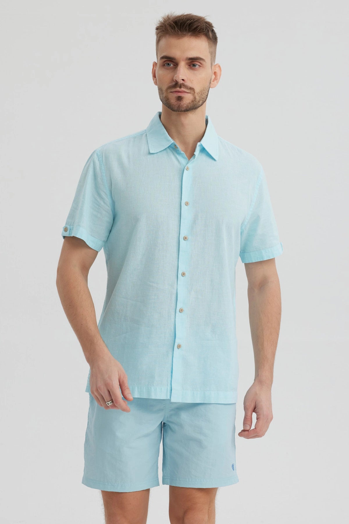 Camisa Hombre Lisa Celeste