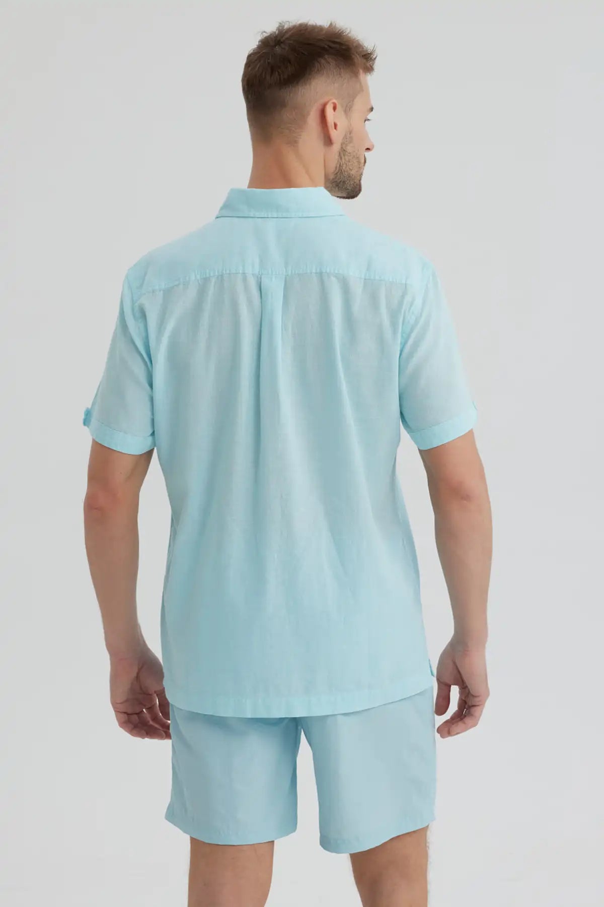 Camisa Hombre Lisa Celeste