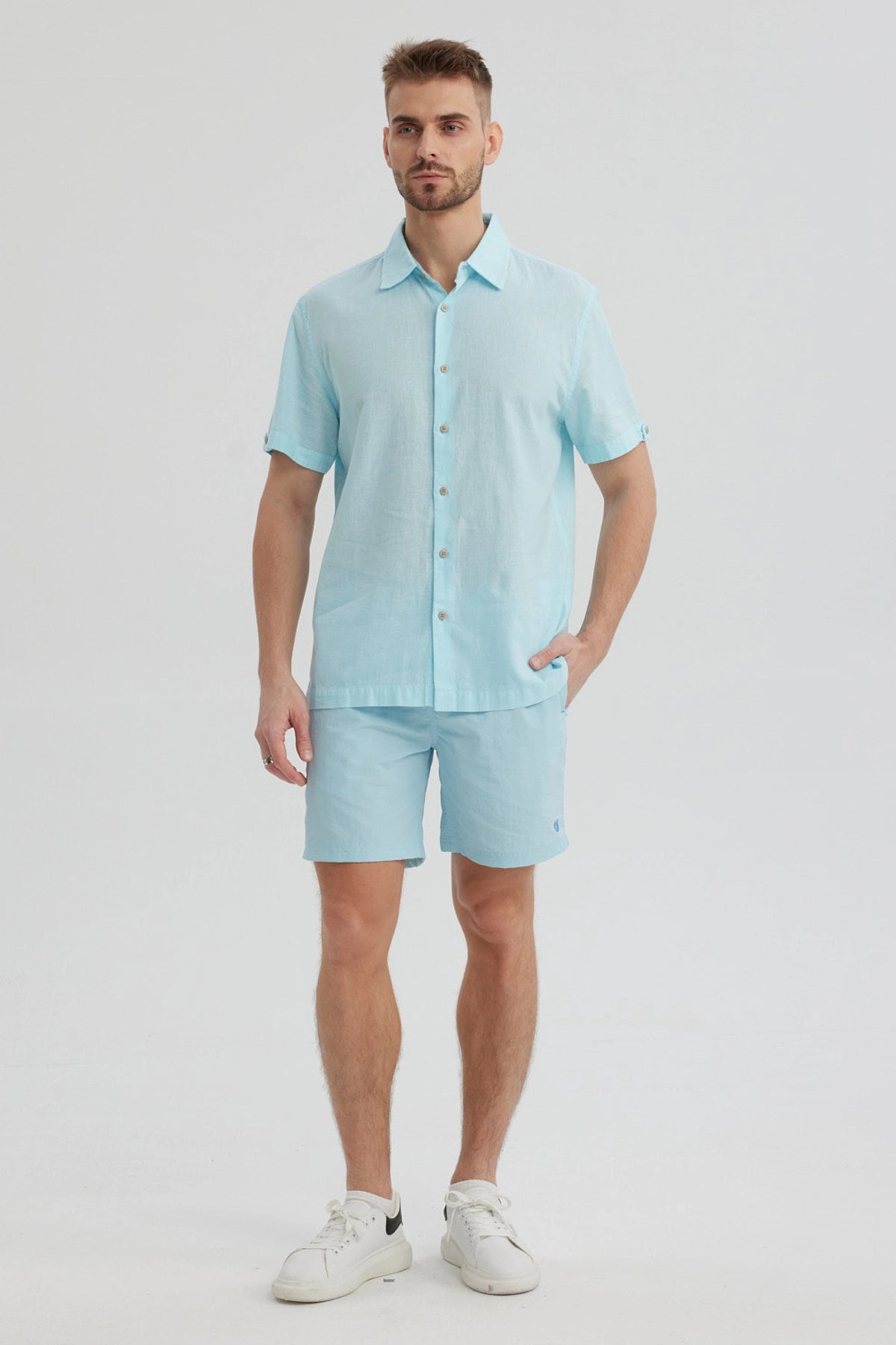 Camisa Hombre Lisa Celeste