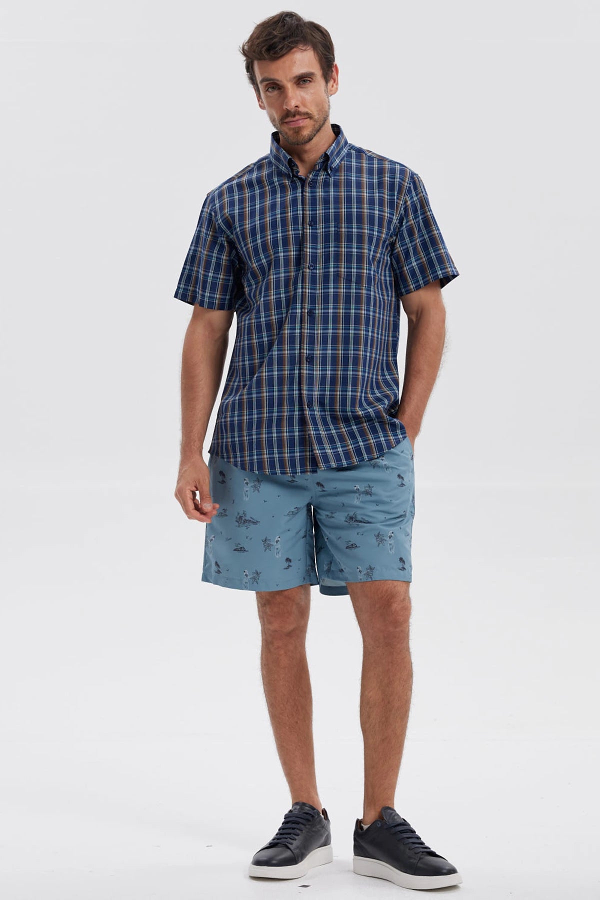 Short de Baño Hombre Print Verde Oscuro