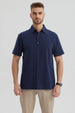 Camisa Hombre Lisa Azul Marino