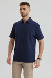 Camisa Hombre Lisa Azul Marino