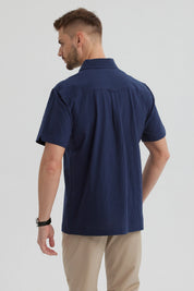 Camisa Hombre Lisa Azul Marino