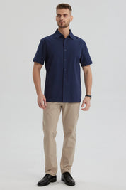 Camisa Hombre Lisa Azul Marino