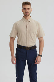 Camisa Hombre Lisa Beige