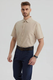Camisa Hombre Lisa Beige