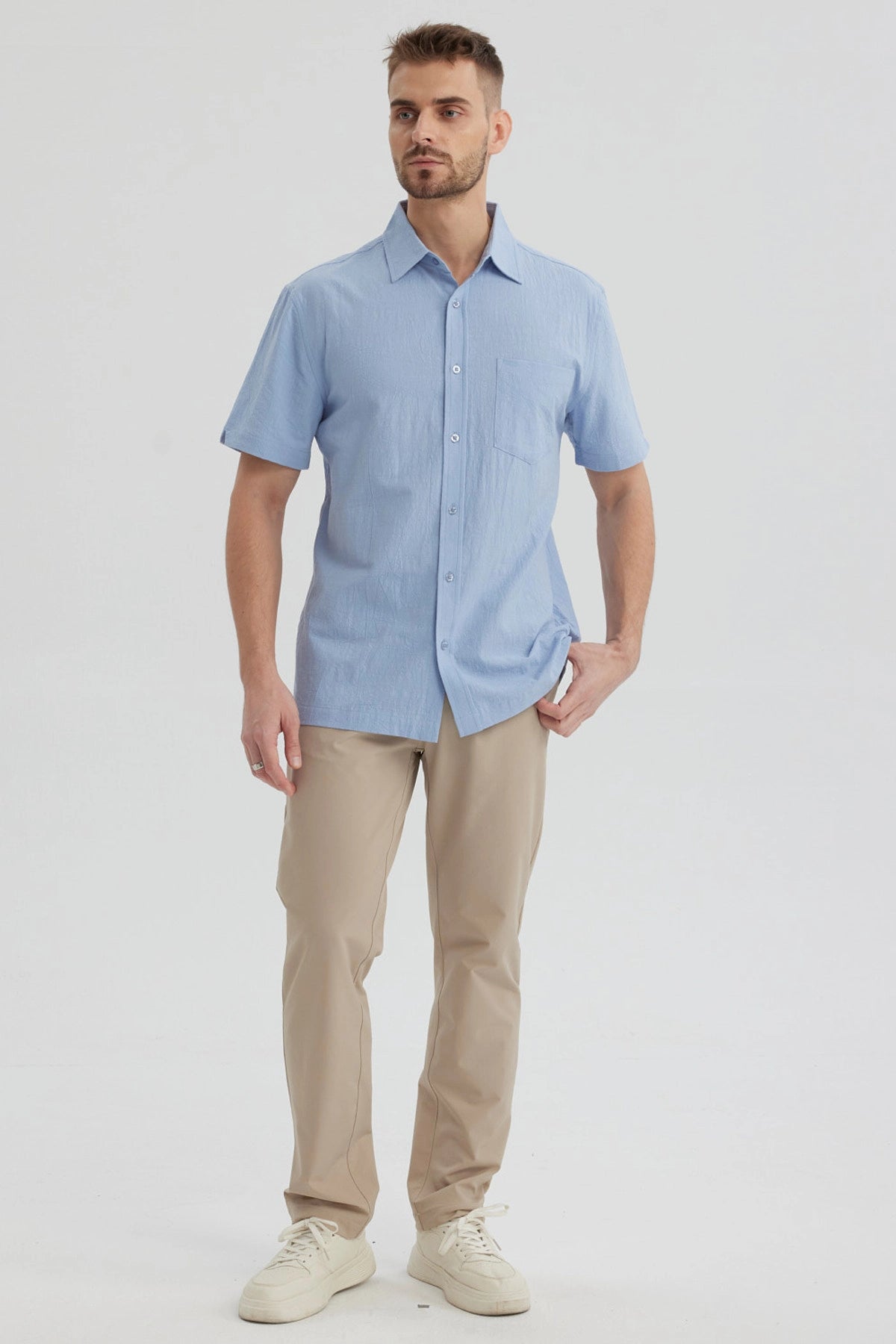 Camisa Hombre Lisa Celeste