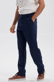 Pantalón Hombre Lino Azul Marino
