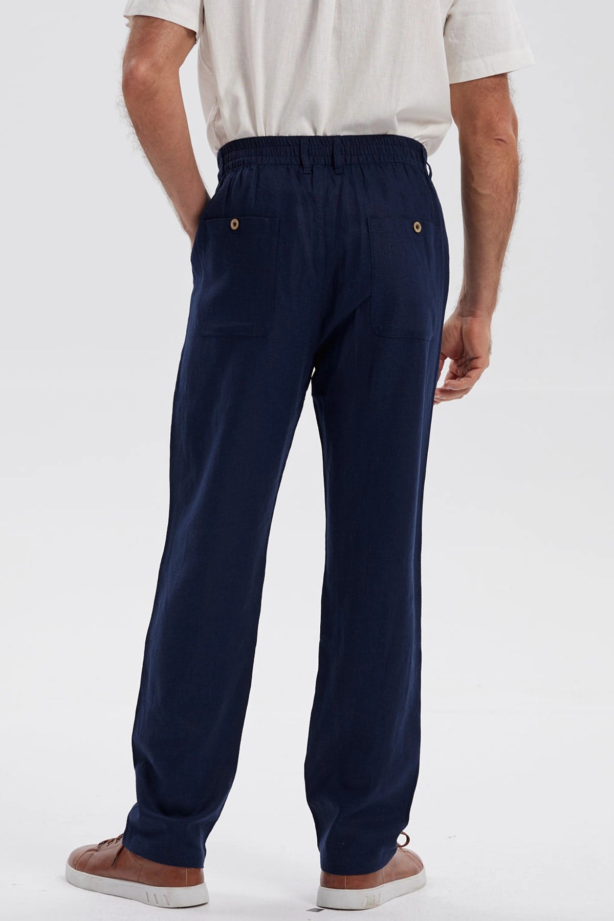 Pantalón Hombre Lino Azul Marino