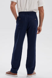 Pantalón Hombre Lino Azul Marino