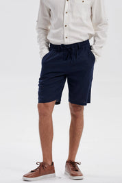 Bermuda Hombre Lino Azul Marino