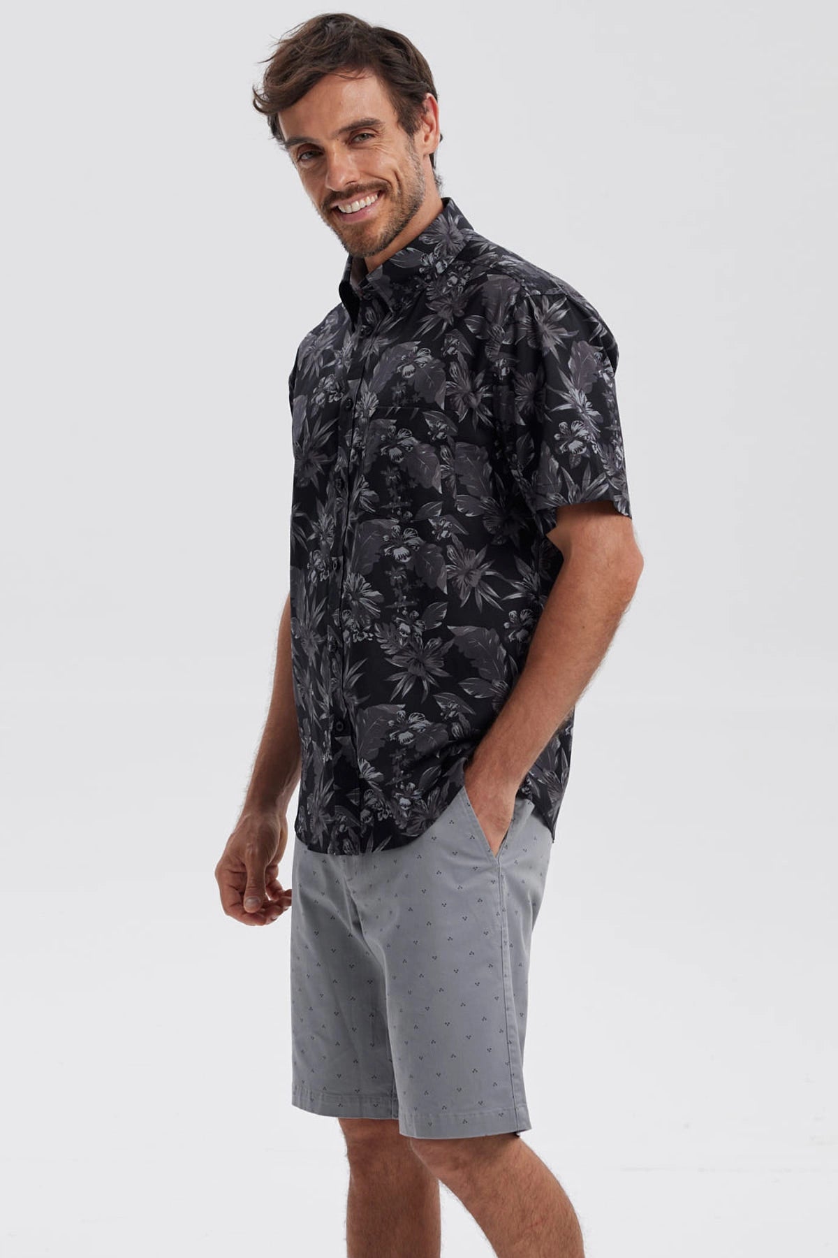 Camisa Hombre Mini Print Negro