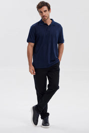Polera Hombre Textura Azul Marino