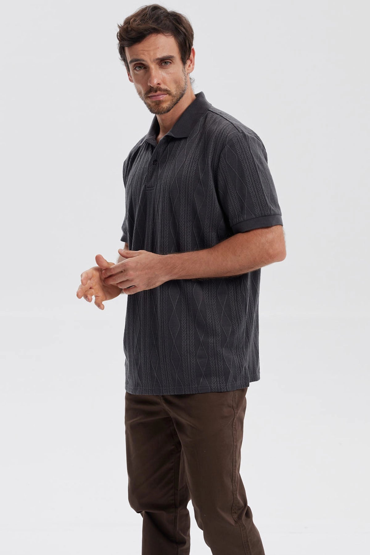 Polera Hombre Textura Marengo